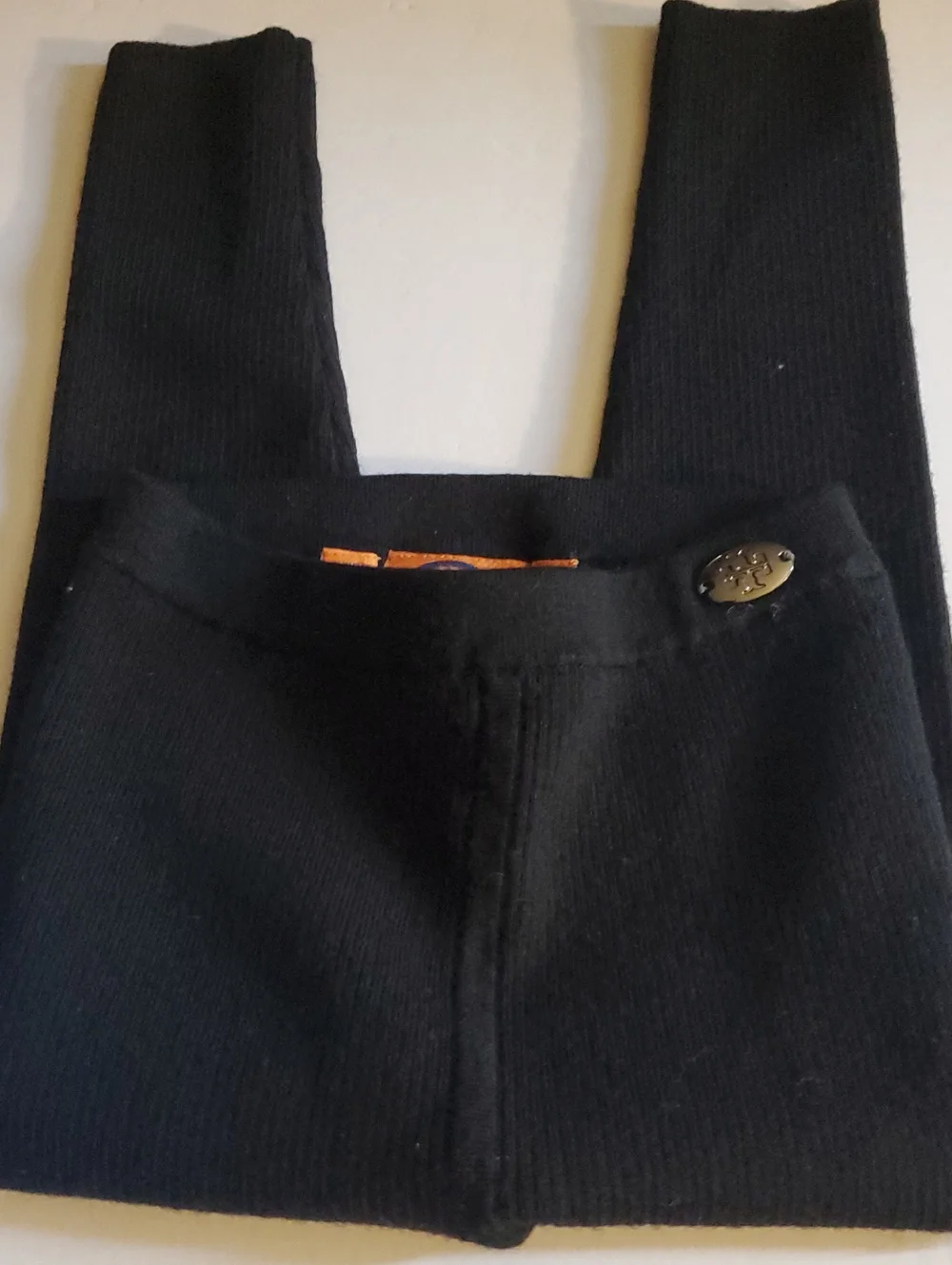 Tory Burch Kids Black Ribbed Knit Leggings Size XS